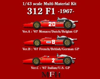 Model Factory Hiro 1/43 car model kit K426 Ferrari 312 F1 (1967) Version C