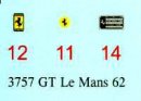 Autograph Decals Revell GTO 1/12 Le Mans 1962 No. 22...
