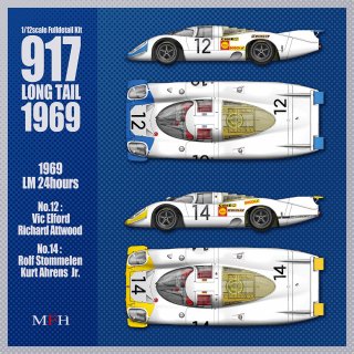 Model Factory Hiro 1/12 Automodellbausatz K866 Porsche 917 Long Tail 69