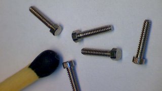 Stainless steel hexagonal model screw, M1,0 x 5 mm (SW 1.5 mm) - pack of 100 pcs