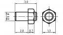 Stainless steel hexagonal dummy bolt, 0,8 x 3 mm (W 1.3 mm) - pack of 50 pcs