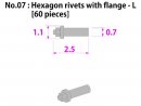Model Factory Hiro P1014  Hexagon head rivets with flange 0,7/1,2 mm - pack of 60 pc