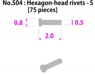 Model Factory Hiro P1020 Hexagon rivets 0,5/0,8 mm - pack of 75 pc