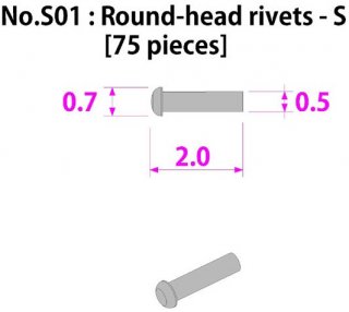 Model Factory Hiro P1017 Round head rivets 0,5/0,7 mm - pack of 75 pc