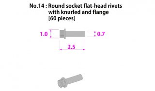 Model Factory Hiro P1030 flat-head rivets knurled with flange and indent 0,7/1,0 mm - pack of 60 pc