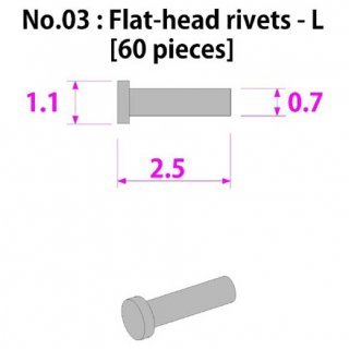 Model Factory Hiro Flat-head rivets 0,7/1,1 mm - pack of 60 pc