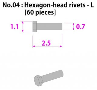 Model Factory Hiro P1011 rivets with hexagonal head 0,7/1,1 mm - pack of 60 pc